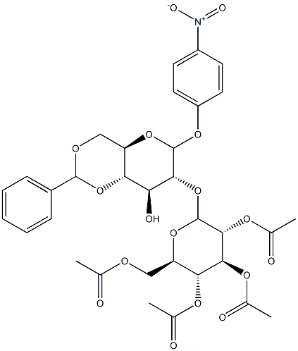 4-Nitrophenyl 4,6-O-Benzylidene-2-O-(2,3,4,6-tetra-O-acetyl--D-glucopyranosyl)--D-glucopyranoside Structure