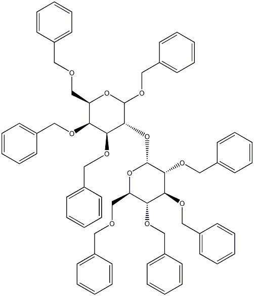 Benzyl 2-O-(2,3,4,6-tetra-O-benzyl-a-D-glucopyranosyl)- 3,4,6-tri-O-benzyl--D-galactopyranoside 구조식 이미지