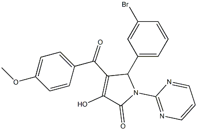 5-(3-bromophenyl)-3-hydroxy-4-(4-methoxybenzoyl)-1-(2-pyrimidinyl)-1,5-dihydro-2H-pyrrol-2-one 구조식 이미지