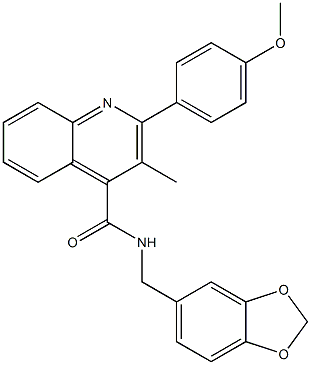 N-(1,3-benzodioxol-5-ylmethyl)-2-(4-methoxyphenyl)-3-methyl-4-quinolinecarboxamide 구조식 이미지