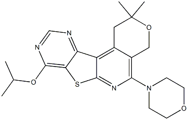 8-isopropoxy-2,2-dimethyl-5-morpholin-4-yl-1,4-dihydro-2H-pyrano[4'',3'':4',5']pyrido[3',2':4,5]thieno[3,2-d]pyrimidine 구조식 이미지