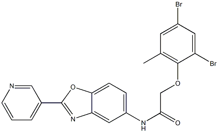 2-(2,4-dibromo-6-methylphenoxy)-N-[2-(3-pyridinyl)-1,3-benzoxazol-5-yl]acetamide 구조식 이미지