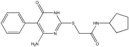 2-[(4-amino-6-oxo-5-phenyl-1,6-dihydro-2-pyrimidinyl)sulfanyl]-N-cyclopentylacetamide Structure