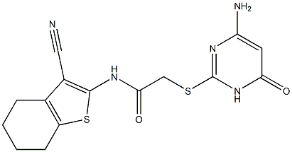 2-[(4-amino-6-oxo-1,6-dihydro-2-pyrimidinyl)sulfanyl]-N-(3-cyano-4,5,6,7-tetrahydro-1-benzothien-2-yl)acetamide Structure