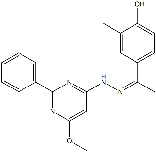 1-(4-hydroxy-3-methylphenyl)ethanone (6-methoxy-2-phenyl-4-pyrimidinyl)hydrazone 구조식 이미지