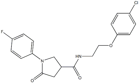 N-[2-(4-chlorophenoxy)ethyl]-1-(4-fluorophenyl)-5-oxo-3-pyrrolidinecarboxamide 구조식 이미지