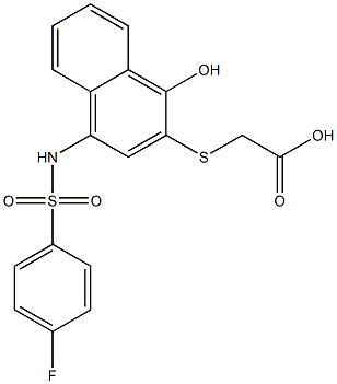 [(4-{[(4-fluorophenyl)sulfonyl]amino}-1-hydroxy-2-naphthyl)sulfanyl]acetic acid 구조식 이미지