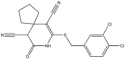 7-[(3,4-dichlorobenzyl)sulfanyl]-9-oxo-8-azaspiro[4.5]dec-6-ene-6,10-dicarbonitrile 구조식 이미지