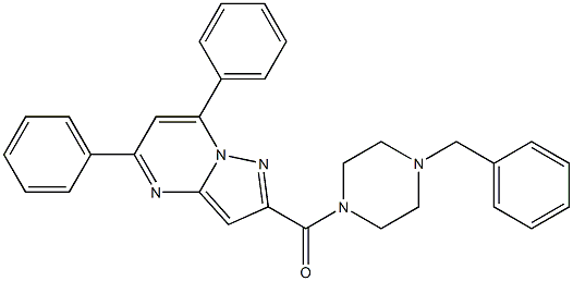 2-[(4-benzyl-1-piperazinyl)carbonyl]-5,7-diphenylpyrazolo[1,5-a]pyrimidine Structure