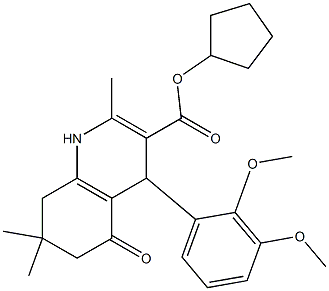 cyclopentyl 4-[2,3-bis(methyloxy)phenyl]-2,7,7-trimethyl-5-oxo-1,4,5,6,7,8-hexahydroquinoline-3-carboxylate Structure