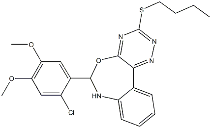 3-(butylsulfanyl)-6-(2-chloro-4,5-dimethoxyphenyl)-6,7-dihydro[1,2,4]triazino[5,6-d][3,1]benzoxazepine 구조식 이미지