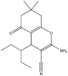 2-amino-4-(1-ethylpropyl)-7,7-dimethyl-5-oxo-5,6,7,8-tetrahydro-4H-chromene-3-carbonitrile 구조식 이미지