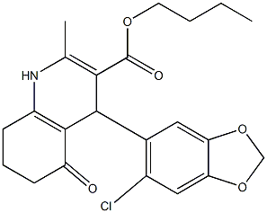 butyl 4-(6-chloro-1,3-benzodioxol-5-yl)-2-methyl-5-oxo-1,4,5,6,7,8-hexahydro-3-quinolinecarboxylate Structure