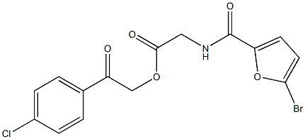 2-(4-chlorophenyl)-2-oxoethyl {[(5-bromofuran-2-yl)carbonyl]amino}acetate 구조식 이미지