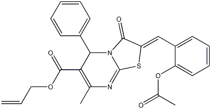 allyl 2-[2-(acetyloxy)benzylidene]-7-methyl-3-oxo-5-phenyl-2,3-dihydro-5H-[1,3]thiazolo[3,2-a]pyrimidine-6-carboxylate 구조식 이미지