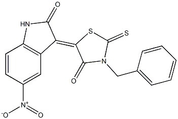 3-(3-benzyl-4-oxo-2-thioxo-1,3-thiazolidin-5-ylidene)-5-nitro-1,3-dihydro-2H-indol-2-one Structure