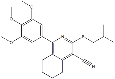 3-(isobutylsulfanyl)-1-(3,4,5-trimethoxyphenyl)-5,6,7,8-tetrahydro-4-isoquinolinecarbonitrile Structure