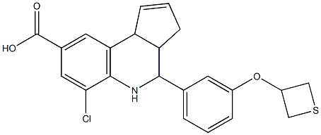 6-chloro-4-[3-(3-thietanyloxy)phenyl]-3a,4,5,9b-tetrahydro-3H-cyclopenta[c]quinoline-8-carboxylic acid Structure