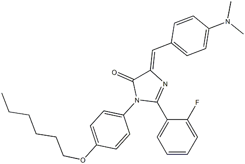 5-[4-(dimethylamino)benzylidene]-2-(2-fluorophenyl)-3-[4-(hexyloxy)phenyl]-3,5-dihydro-4H-imidazol-4-one Structure