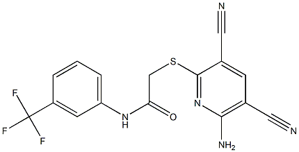 2-[(6-amino-3,5-dicyano-2-pyridinyl)sulfanyl]-N-[3-(trifluoromethyl)phenyl]acetamide Structure