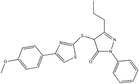 4-{[4-(4-methoxyphenyl)-1,3-thiazol-2-yl]sulfanyl}-2-phenyl-5-propyl-2,4-dihydro-3H-pyrazol-3-one Structure