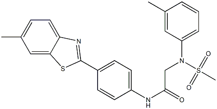 N-[4-(6-methyl-1,3-benzothiazol-2-yl)phenyl]-2-[3-methyl(methylsulfonyl)anilino]acetamide 구조식 이미지