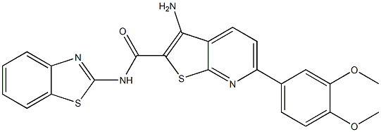 3-amino-N-(1,3-benzothiazol-2-yl)-6-(3,4-dimethoxyphenyl)thieno[2,3-b]pyridine-2-carboxamide Structure