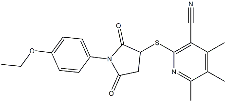 2-{[1-(4-ethoxyphenyl)-2,5-dioxo-3-pyrrolidinyl]sulfanyl}-4,5,6-trimethylnicotinonitrile Structure