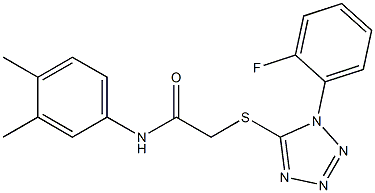 N-(3,4-dimethylphenyl)-2-{[1-(2-fluorophenyl)-1H-tetraazol-5-yl]sulfanyl}acetamide 구조식 이미지