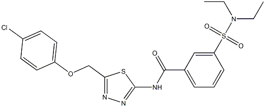 N-{5-[(4-chlorophenoxy)methyl]-1,3,4-thiadiazol-2-yl}-3-[(diethylamino)sulfonyl]benzamide 구조식 이미지