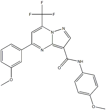 5-[3-(methyloxy)phenyl]-N-[4-(methyloxy)phenyl]-7-(trifluoromethyl)pyrazolo[1,5-a]pyrimidine-3-carboxamide 구조식 이미지