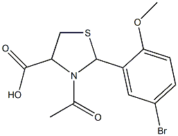 3-acetyl-2-(5-bromo-2-methoxyphenyl)-1,3-thiazolidine-4-carboxylic acid Structure