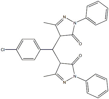 4-[(4-chlorophenyl)(3-methyl-5-oxo-1-phenyl-4,5-dihydro-1H-pyrazol-4-yl)methyl]-5-methyl-2-phenyl-2,4-dihydro-3H-pyrazol-3-one Structure