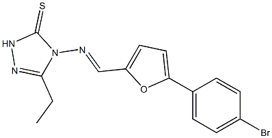 4-({[5-(4-bromophenyl)-2-furyl]methylene}amino)-5-ethyl-2,4-dihydro-3H-1,2,4-triazole-3-thione Structure