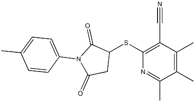 4,5,6-trimethyl-2-{[1-(4-methylphenyl)-2,5-dioxo-3-pyrrolidinyl]sulfanyl}nicotinonitrile Structure