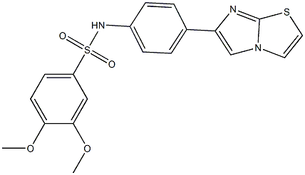 N-(4-imidazo[2,1-b][1,3]thiazol-6-ylphenyl)-3,4-dimethoxybenzenesulfonamide 구조식 이미지