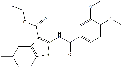 ethyl 2-[(3,4-dimethoxybenzoyl)amino]-5-methyl-4,5,6,7-tetrahydro-1-benzothiophene-3-carboxylate Structure