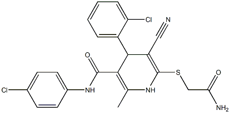 6-[(2-amino-2-oxoethyl)sulfanyl]-4-(2-chlorophenyl)-N-(4-chlorophenyl)-5-cyano-2-methyl-1,4-dihydro-3-pyridinecarboxamide 구조식 이미지