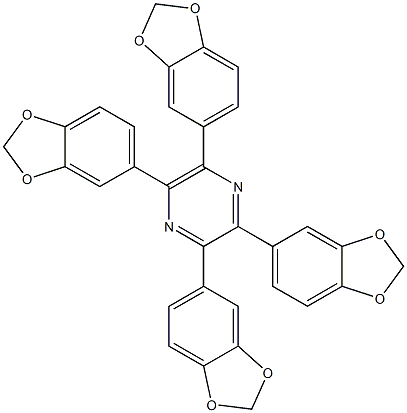 2,3,5,6-tetra(1,3-benzodioxol-5-yl)pyrazine Structure