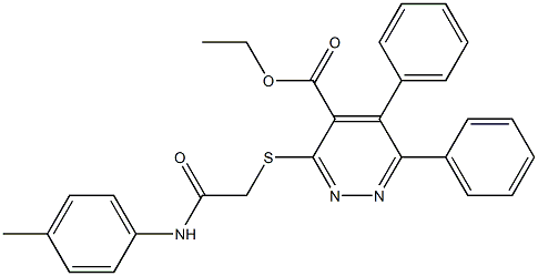 ethyl 3-{[2-oxo-2-(4-toluidino)ethyl]sulfanyl}-5,6-diphenyl-4-pyridazinecarboxylate 구조식 이미지