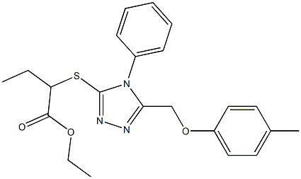 ethyl 2-({5-[(4-methylphenoxy)methyl]-4-phenyl-4H-1,2,4-triazol-3-yl}sulfanyl)butanoate 구조식 이미지