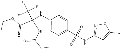 ethyl 3,3,3-trifluoro-2-(4-{[(5-methyl-3-isoxazolyl)amino]sulfonyl}anilino)-2-(propionylamino)propanoate 구조식 이미지