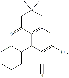 2-amino-4-cyclohexyl-7,7-dimethyl-5-oxo-5,6,7,8-tetrahydro-4H-chromene-3-carbonitrile Structure