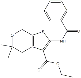 ethyl 2-(benzoylamino)-5,5-dimethyl-4,7-dihydro-5H-thieno[2,3-c]pyran-3-carboxylate 구조식 이미지