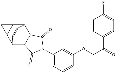 4-{3-[2-(4-fluorophenyl)-2-oxoethoxy]phenyl}-4-azatetracyclo[5.3.2.0~2,6~.0~8,10~]dodec-11-ene-3,5-dione 구조식 이미지