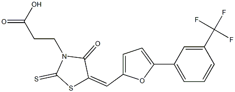 3-[4-oxo-2-thioxo-5-({5-[3-(trifluoromethyl)phenyl]-2-furyl}methylene)-1,3-thiazolidin-3-yl]propanoic acid 구조식 이미지