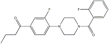 1-{3-fluoro-4-[4-(2-fluorobenzoyl)-1-piperazinyl]phenyl}-1-butanone 구조식 이미지