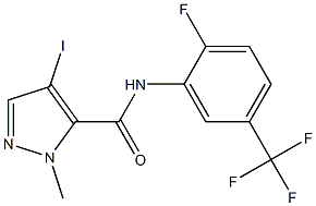 N-[2-fluoro-5-(trifluoromethyl)phenyl]-4-iodo-1-methyl-1H-pyrazole-5-carboxamide 구조식 이미지