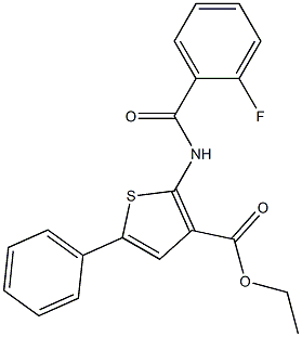 ethyl 2-[(2-fluorobenzoyl)amino]-5-phenylthiophene-3-carboxylate 구조식 이미지