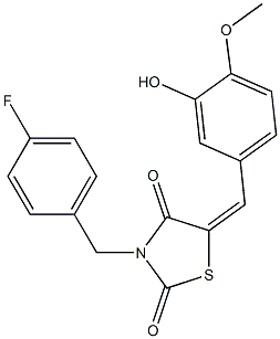 3-(4-fluorobenzyl)-5-(3-hydroxy-4-methoxybenzylidene)-1,3-thiazolidine-2,4-dione Structure